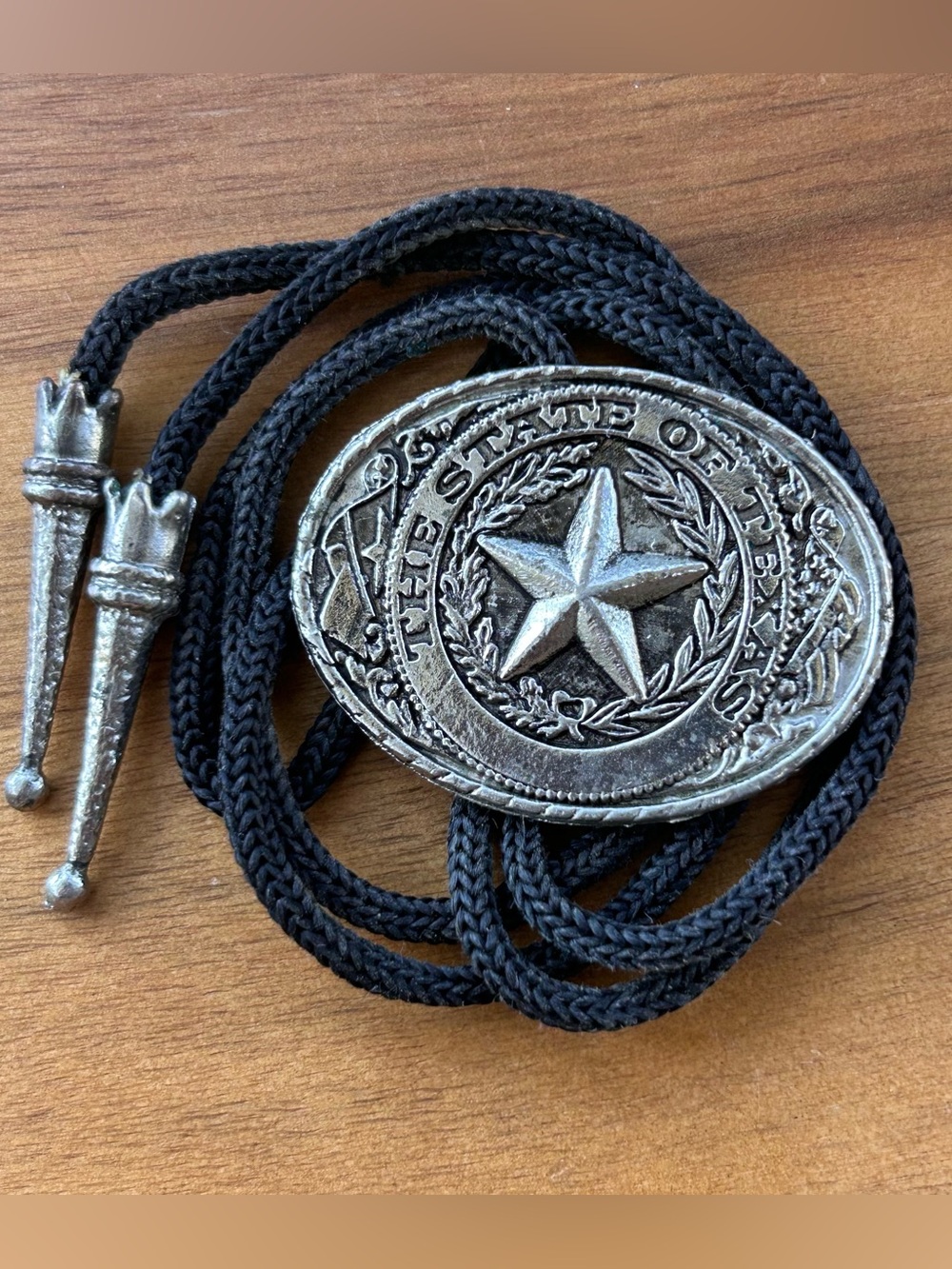 Vintage State of Texas Silver Bolo Tie